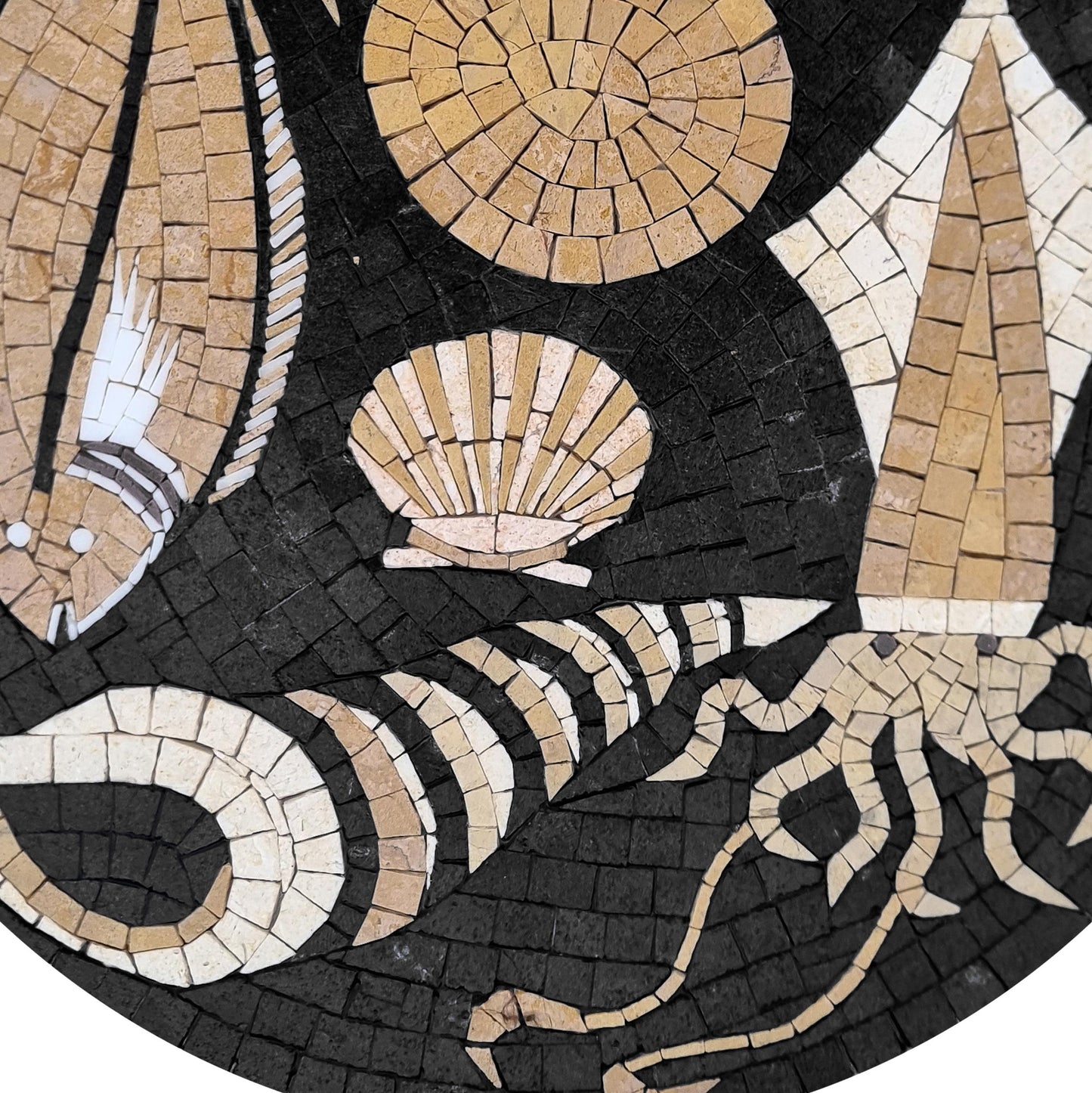 20" Fish & Sea Life Mosaic Medallion – Custom Handmade Marble Tile Art, Customization available