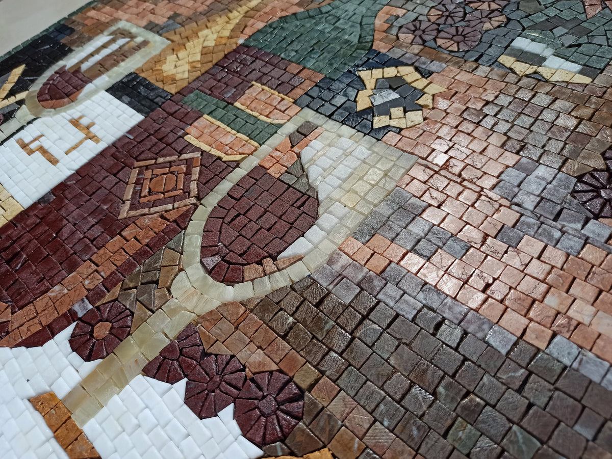 Handmade Wine Still Life Mosaic: Kitchen Backsplash or Wall Art (30x22)