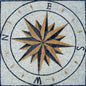 40" Compass Rose Mosaic Tile: Nautical Home Decor