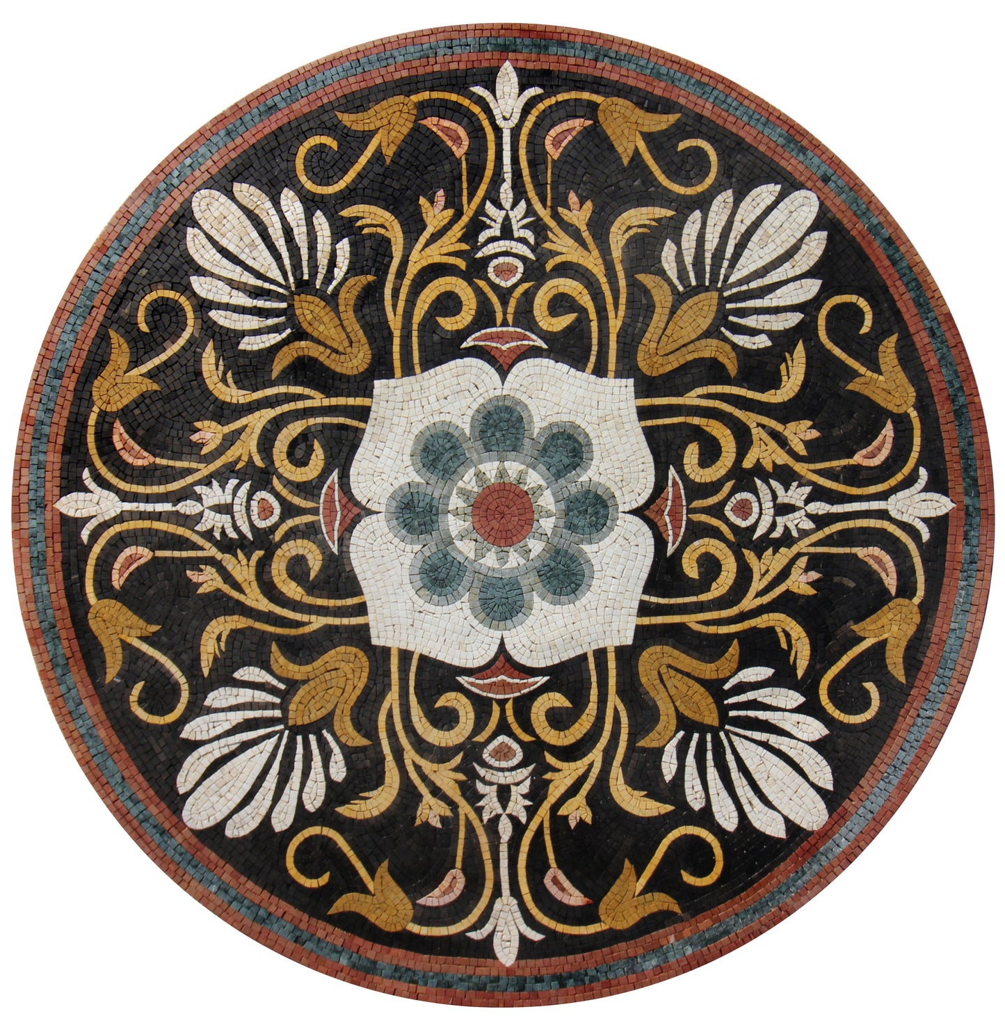 40" Gilded Artistry - Gold Leafy Art Nouveau Patterned Mosaic Medallion - Customization available