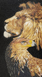 Lion & Falcon Mosaic Tile Art: Handmade Stone Wall Decor