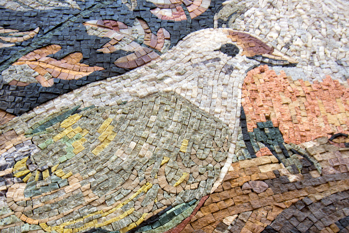 Handmade Bird Mosaic Tile Art: Marble Wall Decor (34x34)