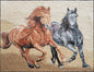 Handmade Horse Mosaic Tile Art: Marble Animal Mural (48” x 56”)
