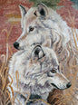 SNOWY WOLF MURALS| Wild Animal Mosaic Tiles For Living Room Walls | Two Wolf Artwork Tiles For Interior Hall And Room Walls Decor