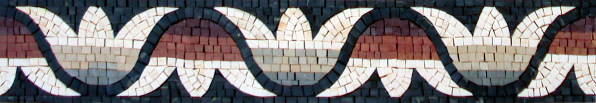 4″ Multicolor Lotus-Style Border Mosaic – Handmade Marble Tile Trim, Modern Floral Accent, Customization available