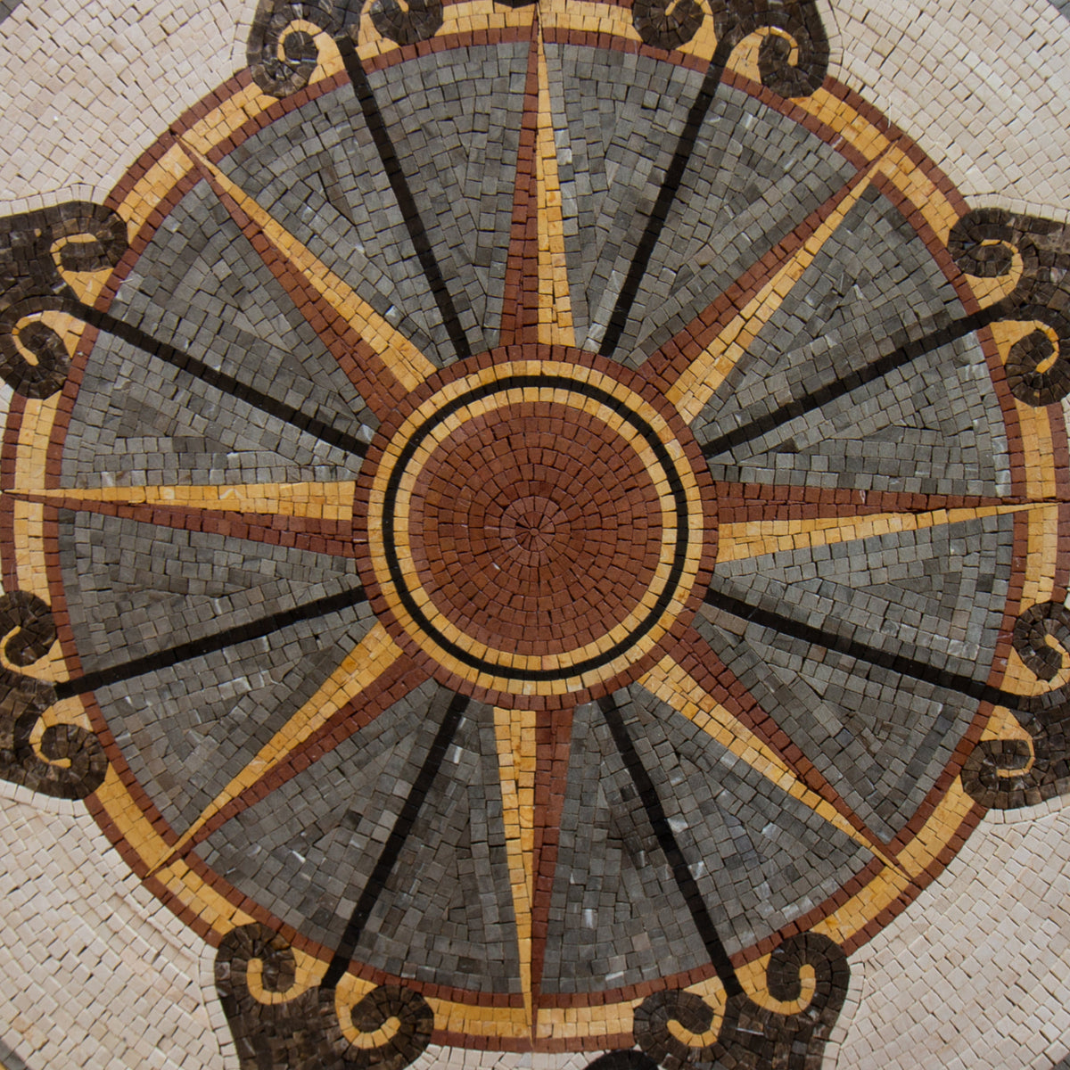 Elegant Navigation -32" Handmade Rose Compass Mosaic Medallion Interior Design Art Tile - Customization available