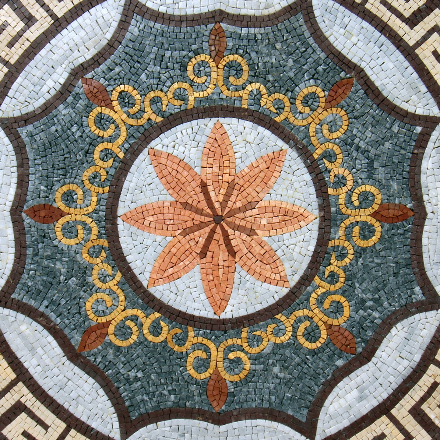 Vibrant Fusion - Eclectic and Multicolored Mixed Pattern Mosaic Medallion - Customization available