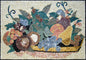 Handmade Fruit Basket Mosaic: Marble Stone Backsplash (30” x 20")