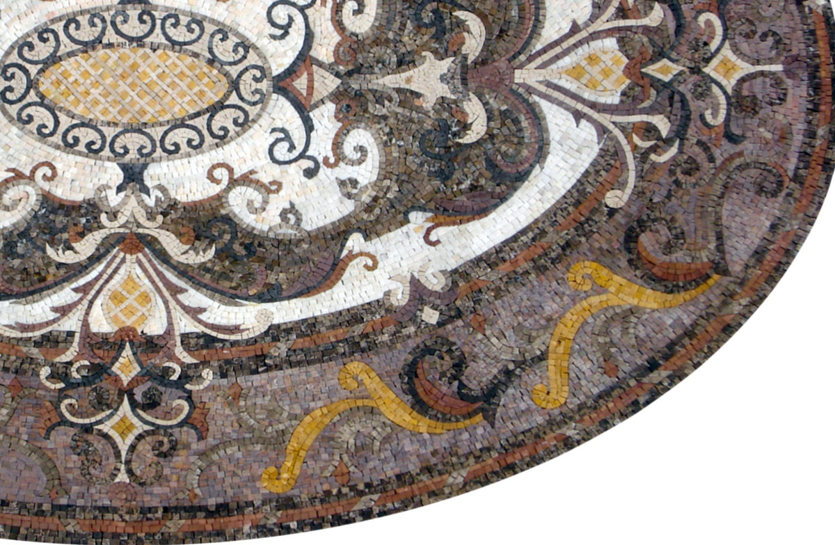 Oval Marble Mosaic Rug: Handmade Stone Medallion (72” x 48")
