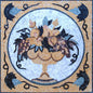Handmade Marble Mosaic Art: Gold & Blue Fruit Bowl, Kitchen Backsplash (28x28")