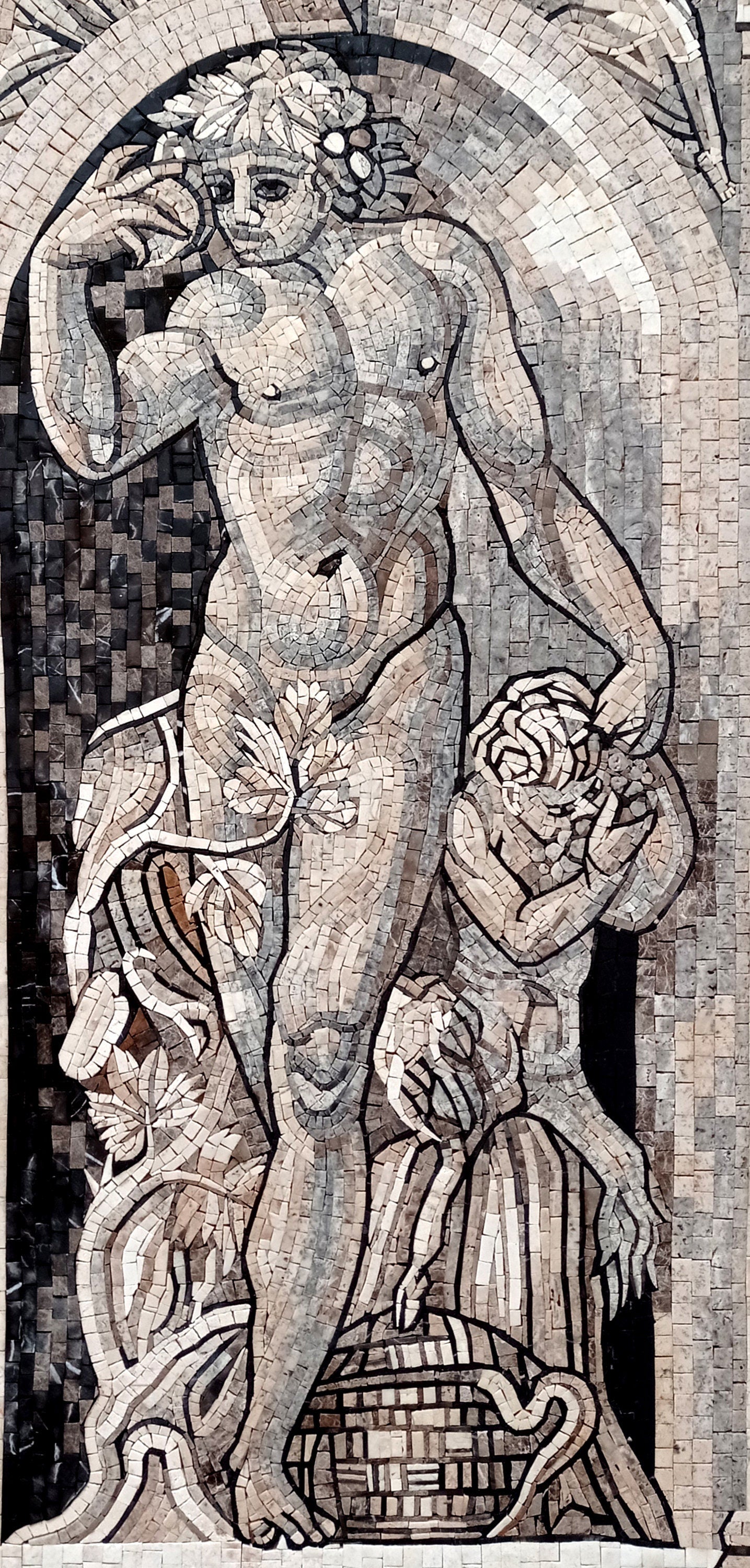 Dionysus Mosaic Tile: Handmade Greek God Bacchus Art (60” x 36”)