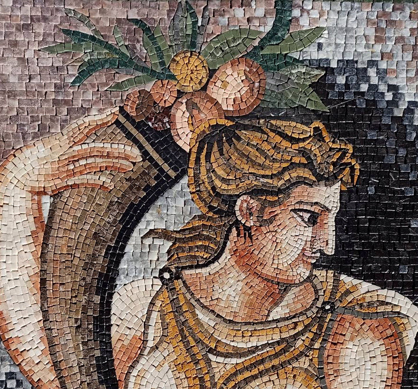 Handmade Goddess Ceres Mosaic Mural: Roman Art Tile