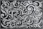 Handmade Waves Pattern Marble Mosaic Rug: Black and White Art