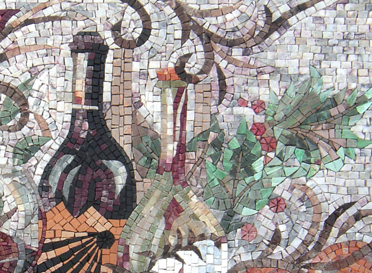 Handmade Tuscan Wine Mosaic: Marble Kitchen Backsplash Tile