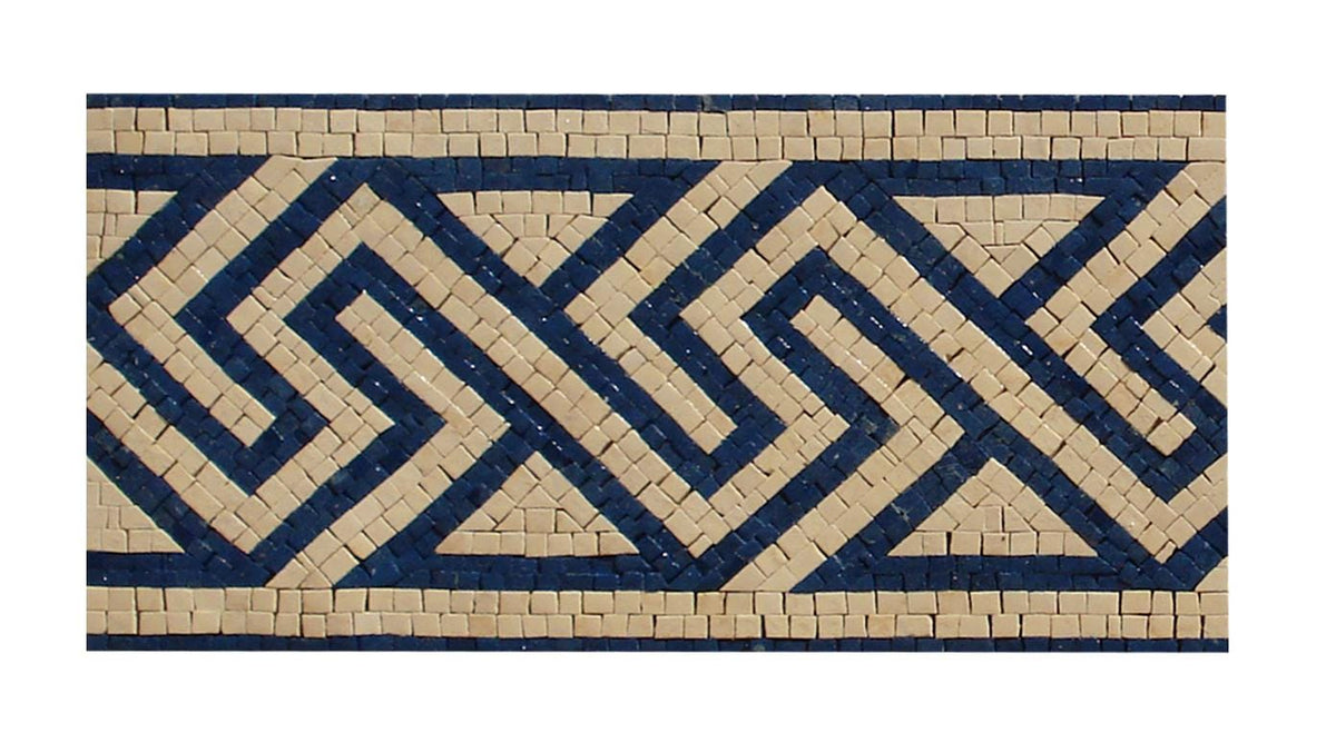 Gold & Black Geometric Mosaic Border Tile: Handmade Luxury Wall Decor