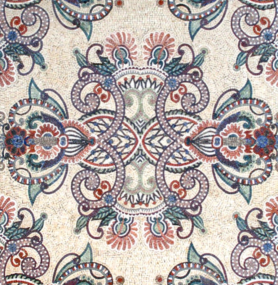 Handmade Marble Mosaic Rug: Square Stone Art, Home Decor (78” x 80")