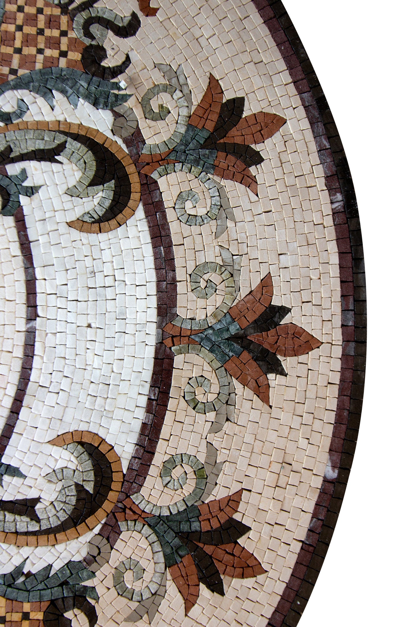 Floral Elegance - Handcrafted Round Mosaic Medallion Art Tile - Customization available