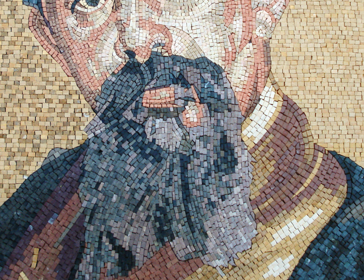 Handmade Man Portrait Mosaic Tile Art: Interior/Outdoor Wall Decor