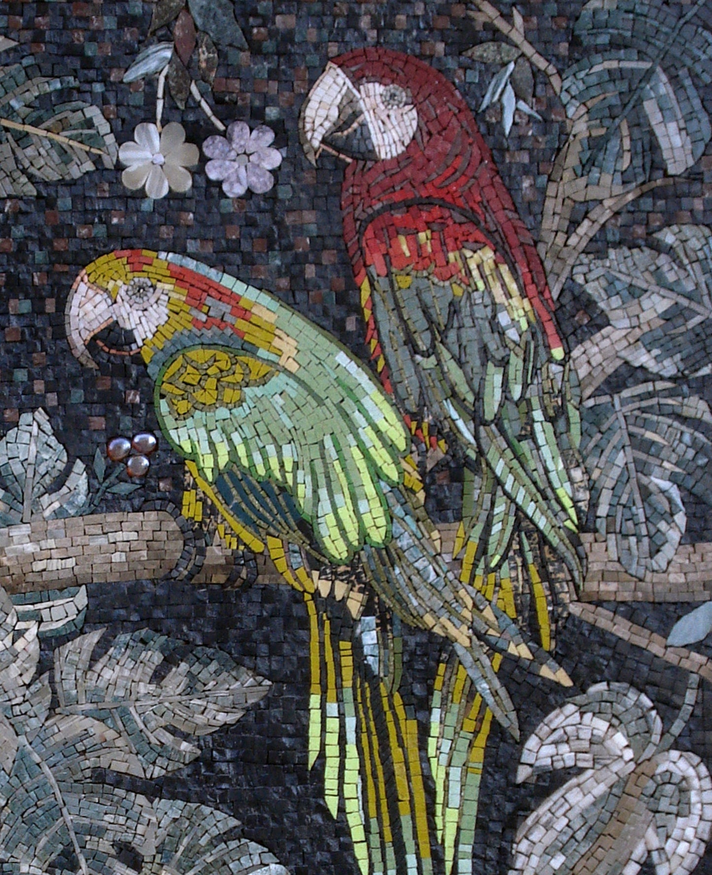 Handmade Parrot Mosaic Tile Art: Marble Stone Wall Decor