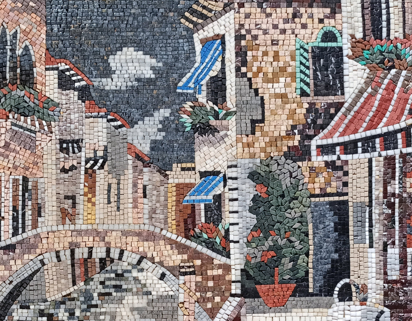Handmade Venice Mosaic Tile Art: Italian Lake Scene