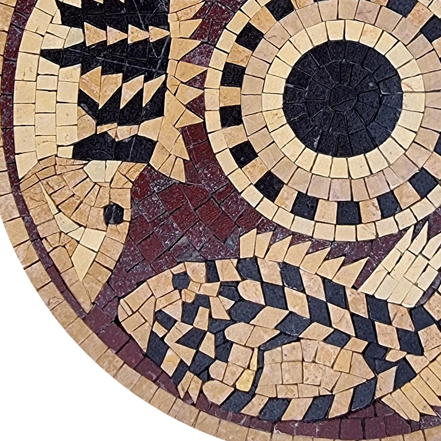 20" Fish Mosaic Medallion, Decorative Sea Life Inlay for Floor or Wall, Customization Available