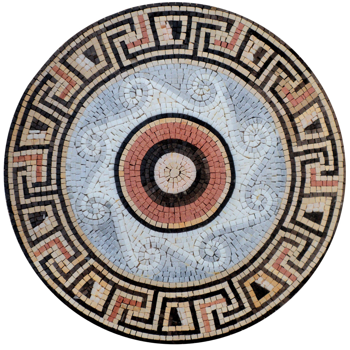 24" Handmade Radiant Sunburst Medallion: Exquisite Marble Mosaic Art Tile - Customization available