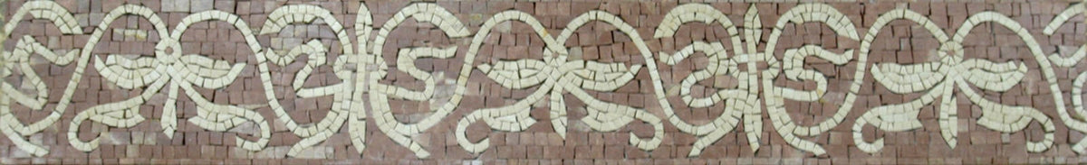 Floral Mosaic Border: 6" Botanical Marble Tiles
