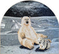 Handmade Polar Bear with Cub Marble Mosaic Tile Art