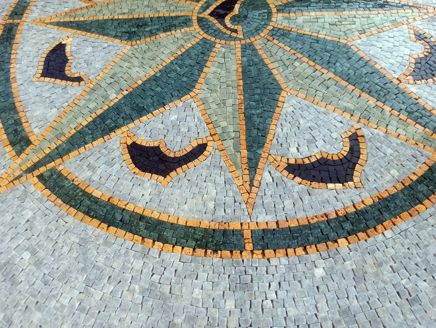 Artisanal Excellence: Handmade Compass & Pool Tile Medallion Marble Mosaic Art - Customization available
