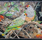 Handmade Bird Mosaic Tile Art: Colorful Marble Tesserae (34x34)