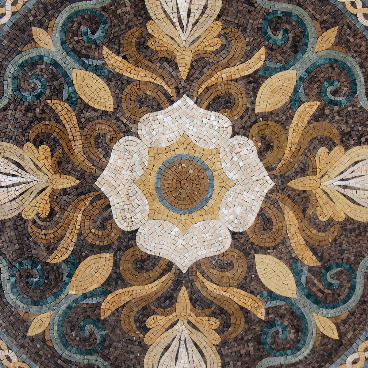 Golden Bloom - Handmade Floral-Inspired Patterned Mosaic Medallion - Customization available