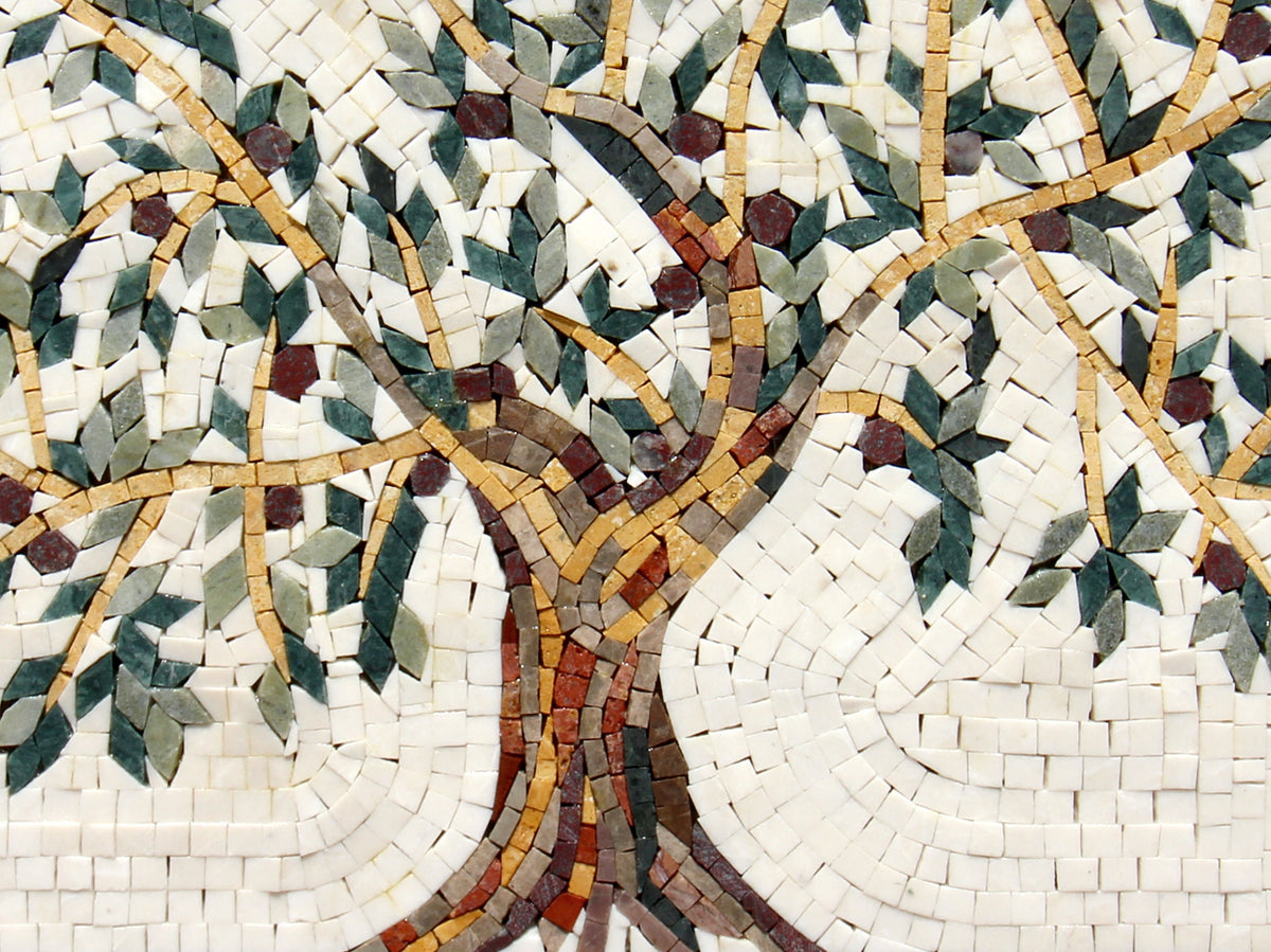 OLIVE TREE MOSAIC - Backsplash Marble Mosaic Tiles. Customization. Handcrafted Roman Mosaics