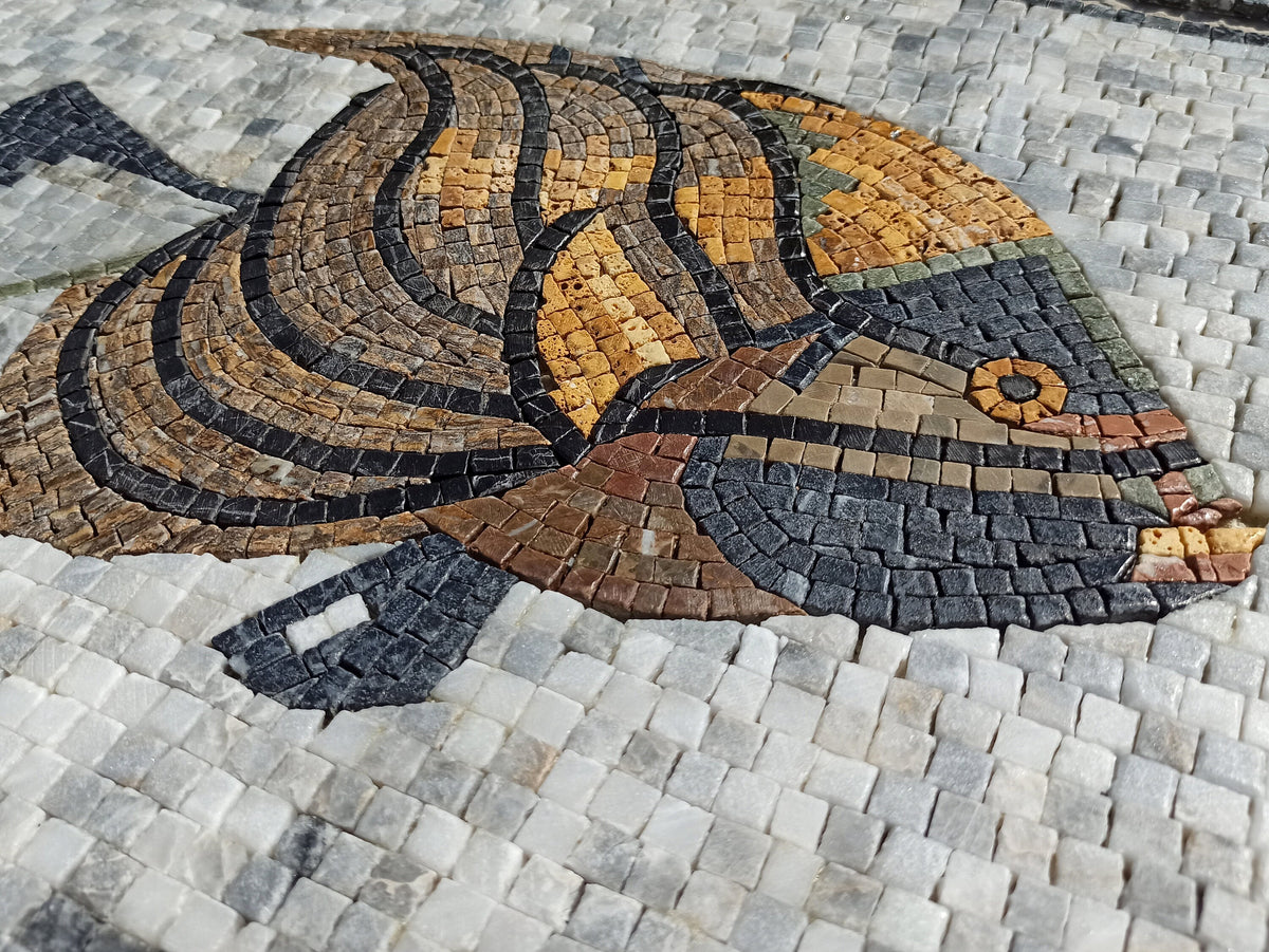 Handmade Marble Mosaic Tile: Sea Life Mural (92” x 22")