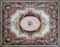 Large Floral Marble Mosaic Rug: Handmade Stone Carpet (104” x 80")