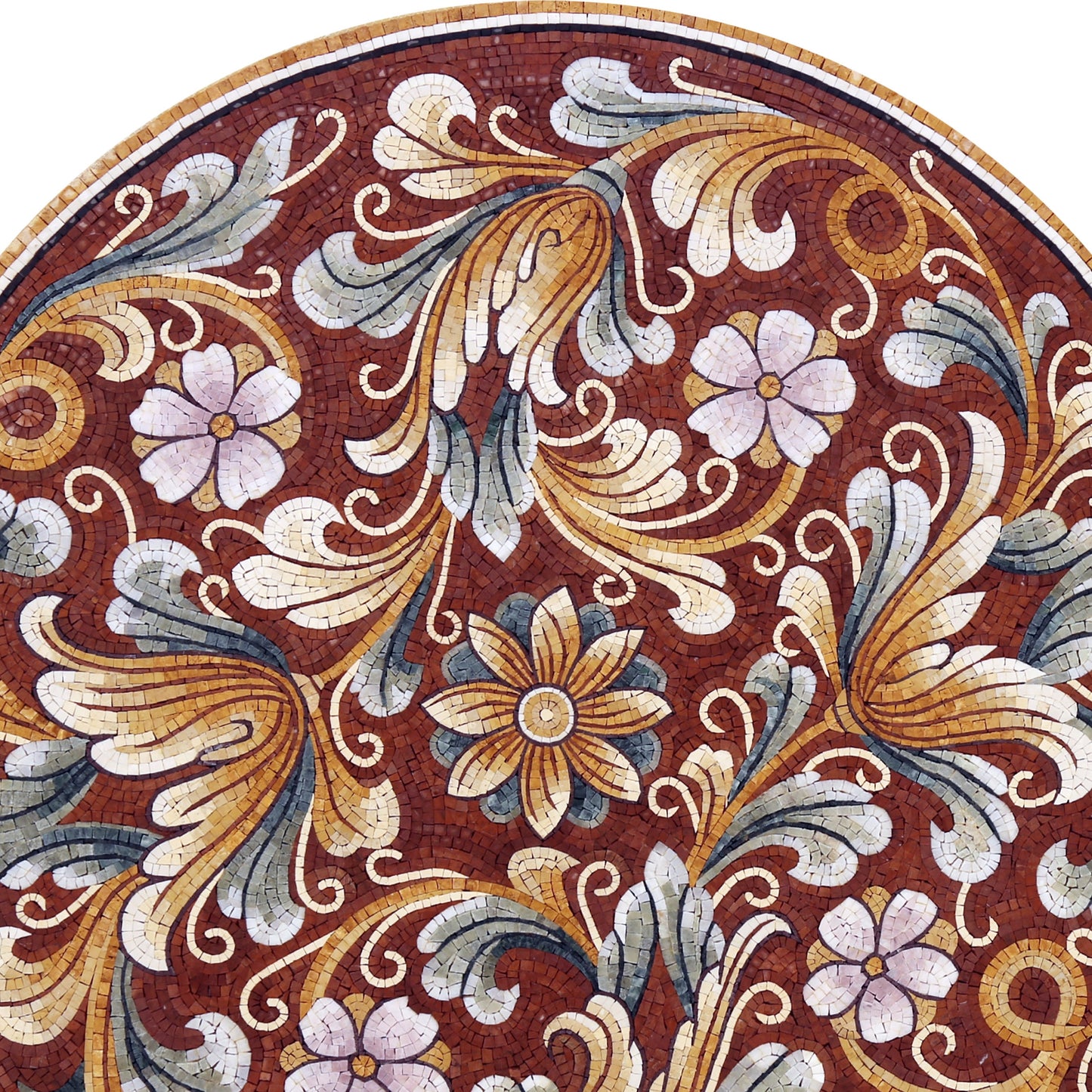 Handmade Floral Elegance: Medallion Marble Mosaic Art Tile for Timeless Stone Décor - Customization available