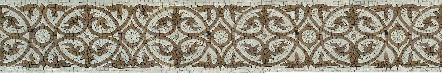 Floral Mosaic Border Tile: Geometric Marble Wall Decor (8"x40")