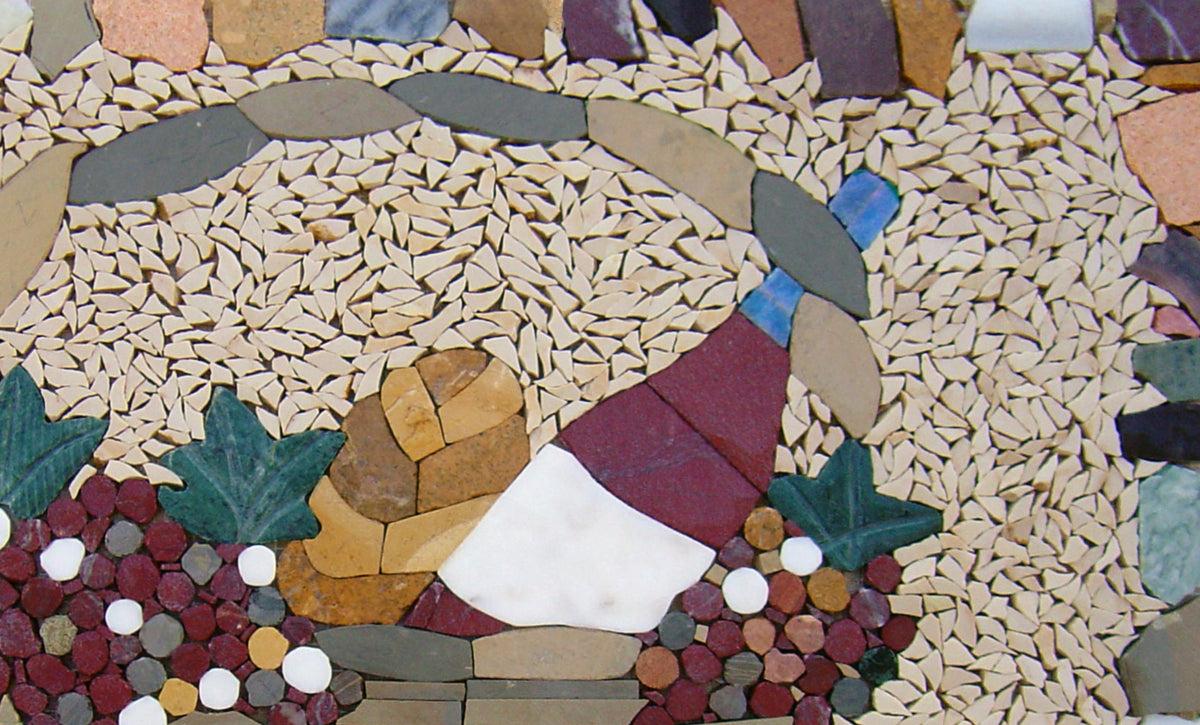 Handmade Wine Basket Mosaic Tile Art: Kitchen Backsplash Decor