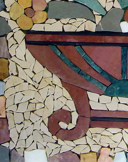 Handmade Flower Mosaic Tile Art: Natural Stone Wall Decor (20” x 16”)