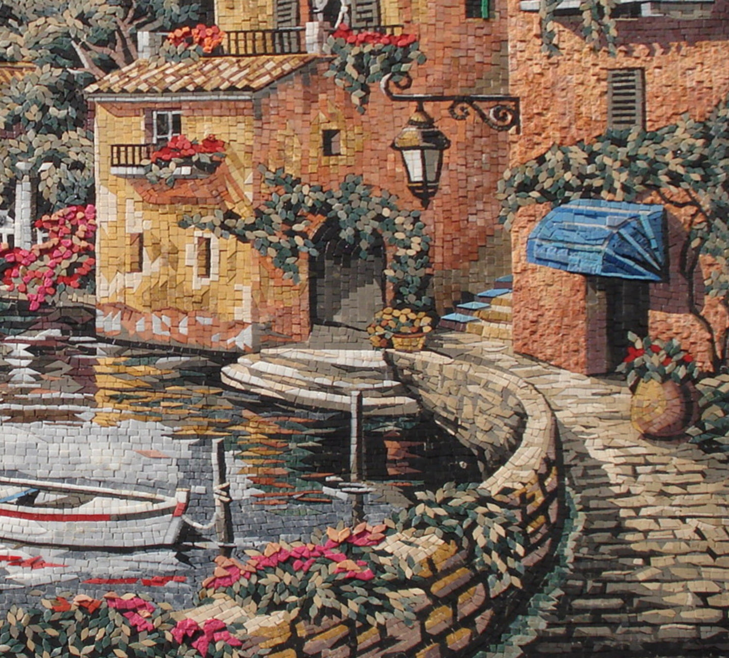 Sailing Boat Mosaic Tile Art: Handmade Beach Scenery Wall Decor (80” x 56")