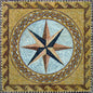 40" Compass Rose Mosaic Tile Backsplash: Nautical Home Decor