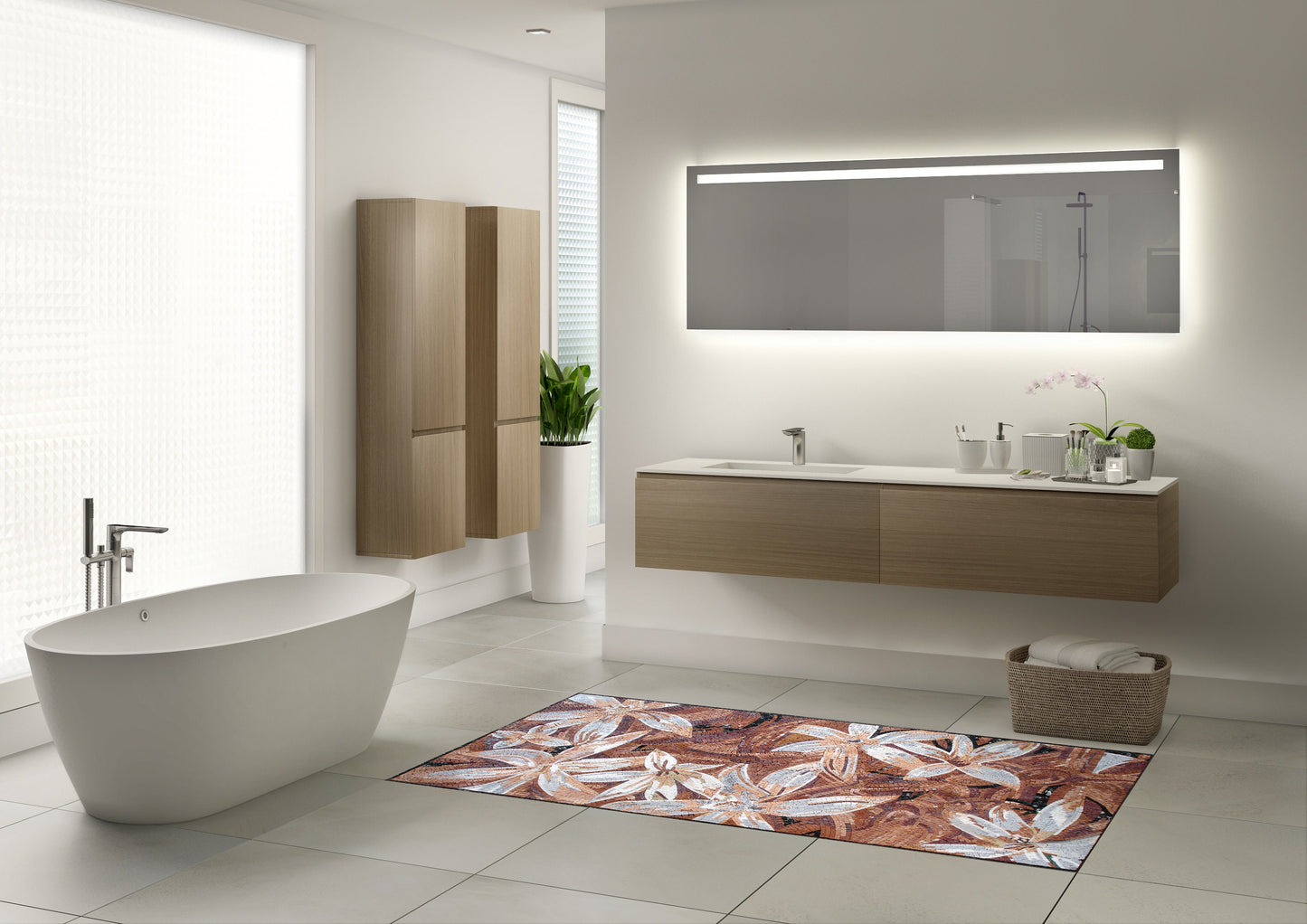 Handmade Marble Mosaic Lilies Wall Art: Floral Home Decor
