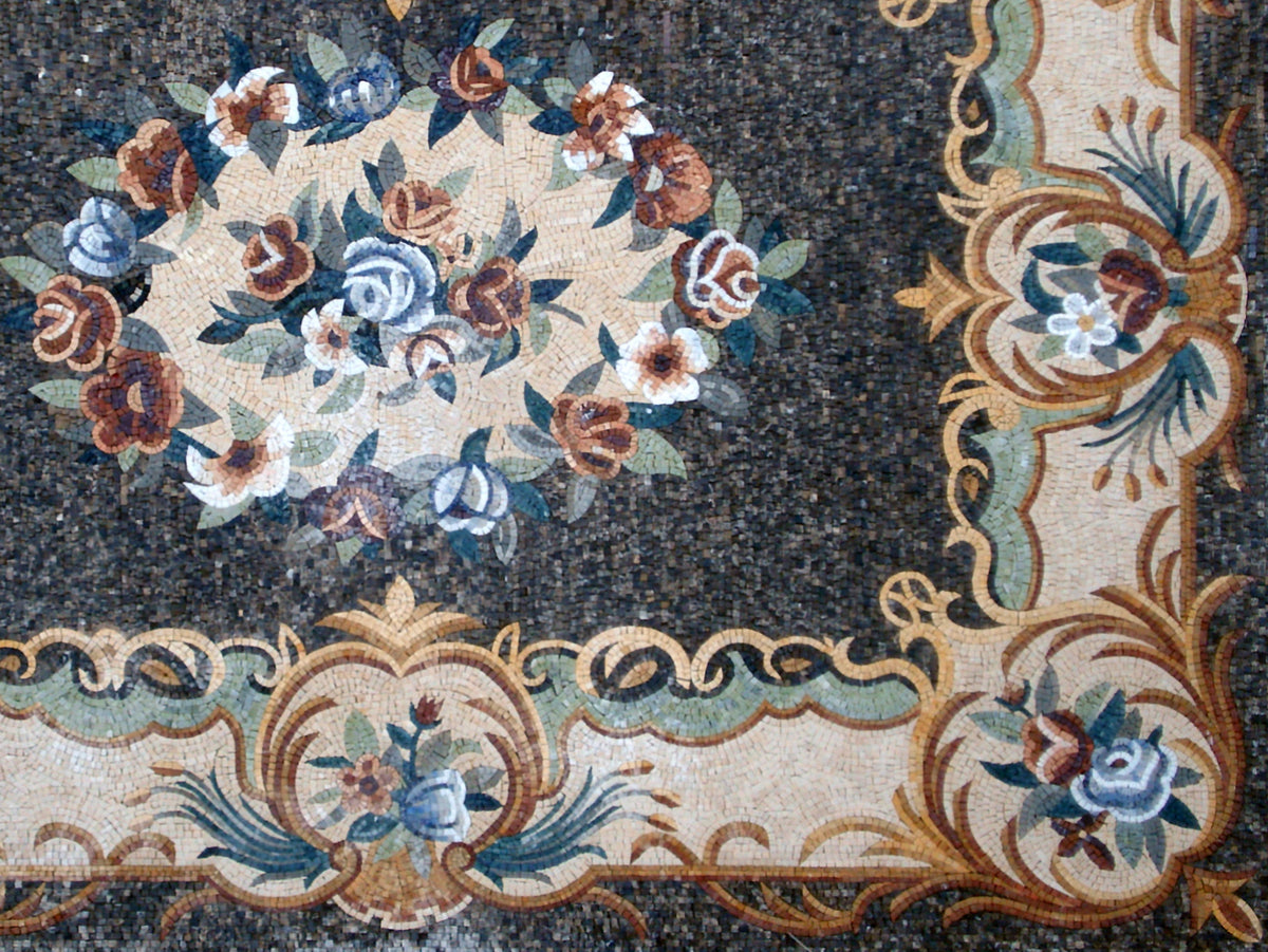 HOME DECORATION RUG | Floral Mosaic Modern Area Masterpiece Rug | Natural Stone Attractive Art Handmade Carpet | Housewarming Gift