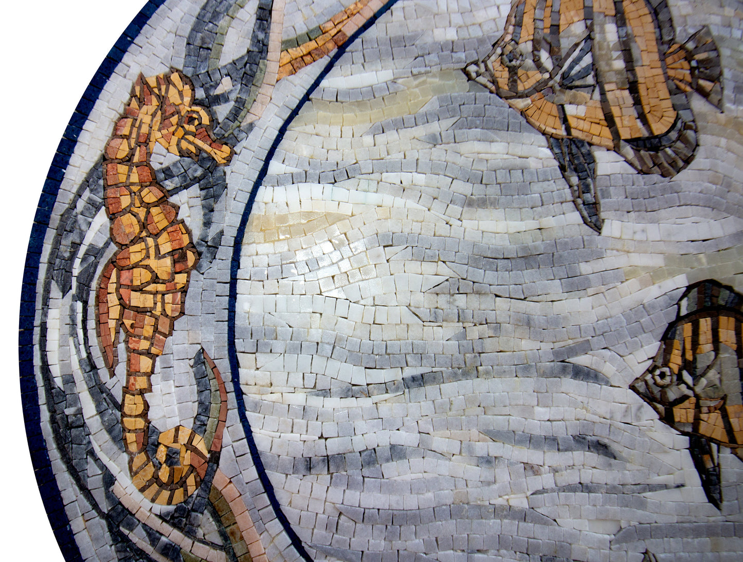 SEALIFE MOSAIC TILES | Ocean Life Murals For House Warming | Seahorse And Fish Artwork Tiles For Interior Rooms Wall Decor
