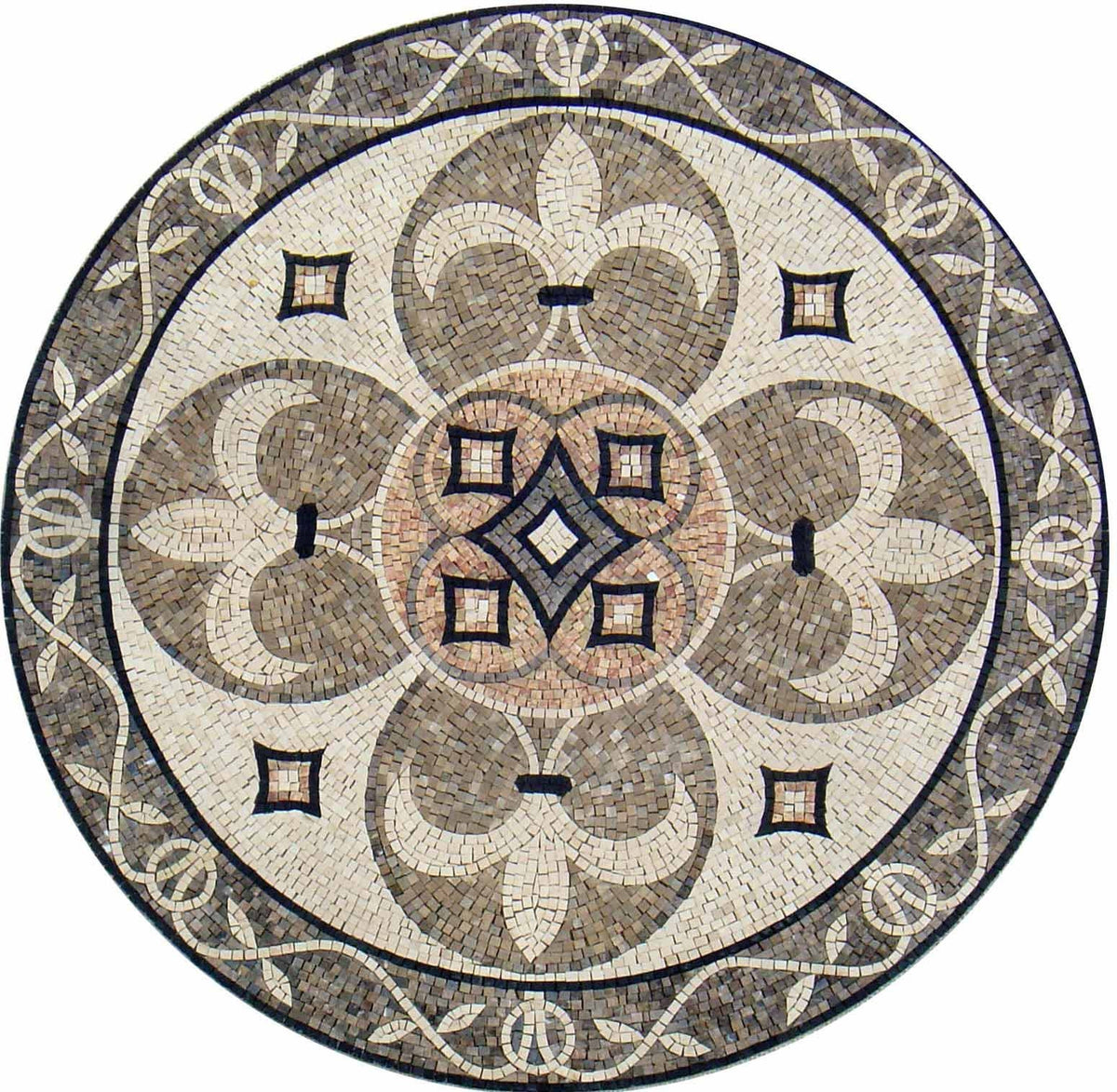 Handmade Marble Mosaic Medallion Art Tile - 40-Inch Decorative Décor