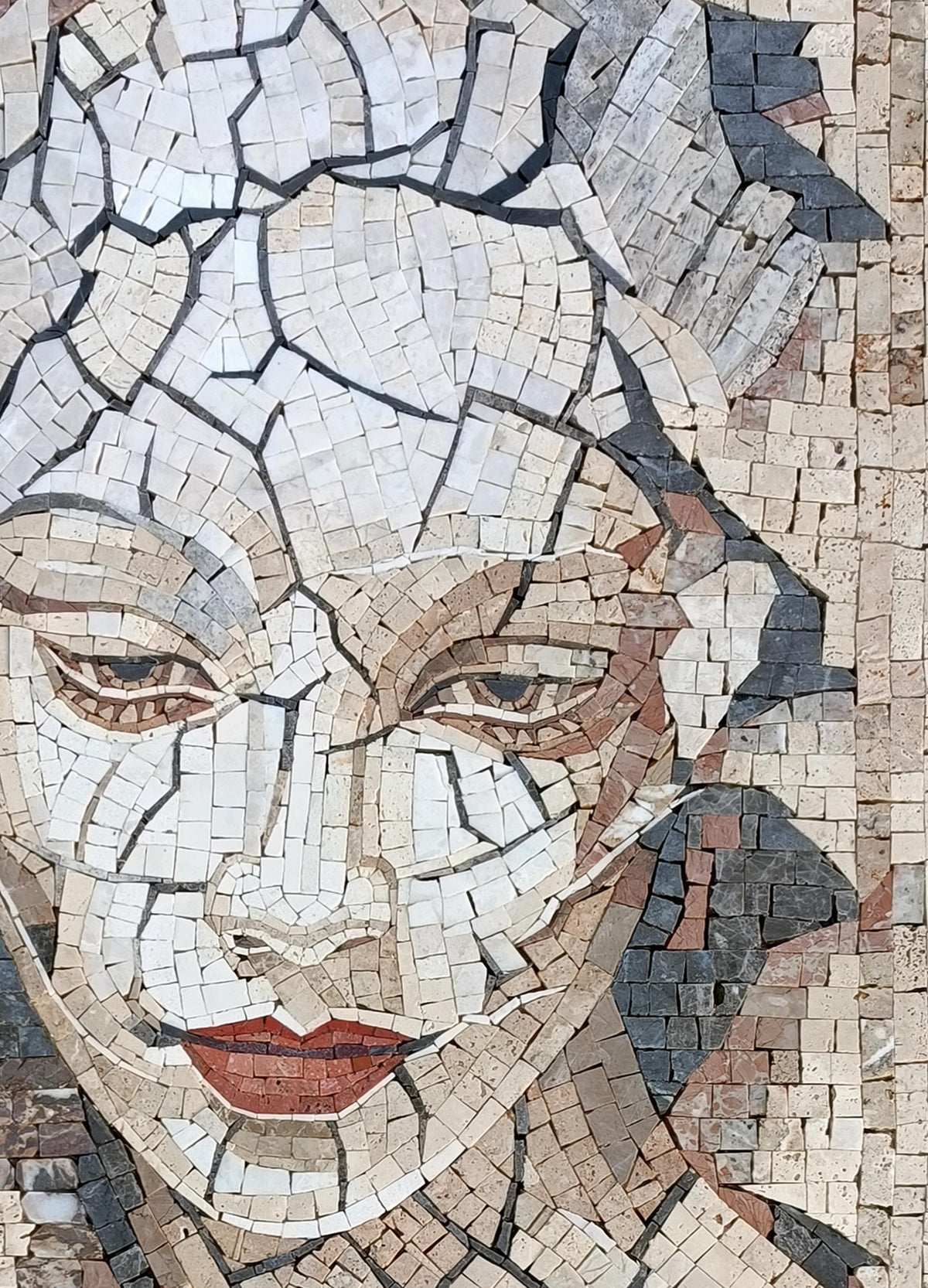 Handmade Mosaic Portrait of Woman Artistic, Wall Mural.