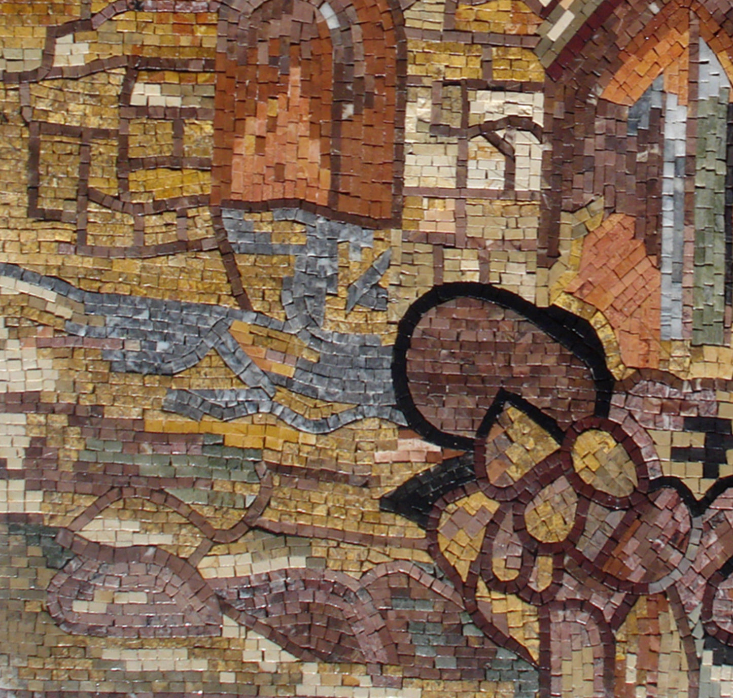 Handmade Roman Mosaic Tile Art: Ancient House Decor (32x32")