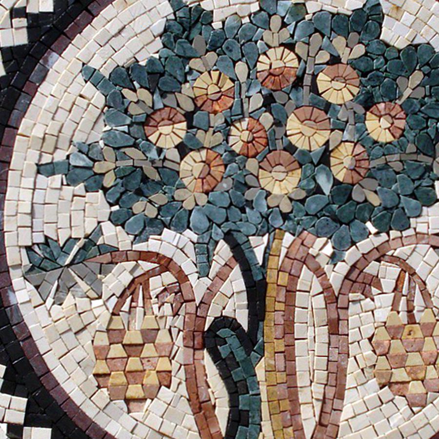 Custom Tree of Life Marble Mosaic Medallion: Handmade Stone Wall Art