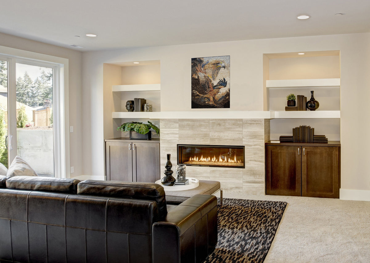 Eagle Mosaic Backsplash: Marble Bird Artwork (44” x 36”)