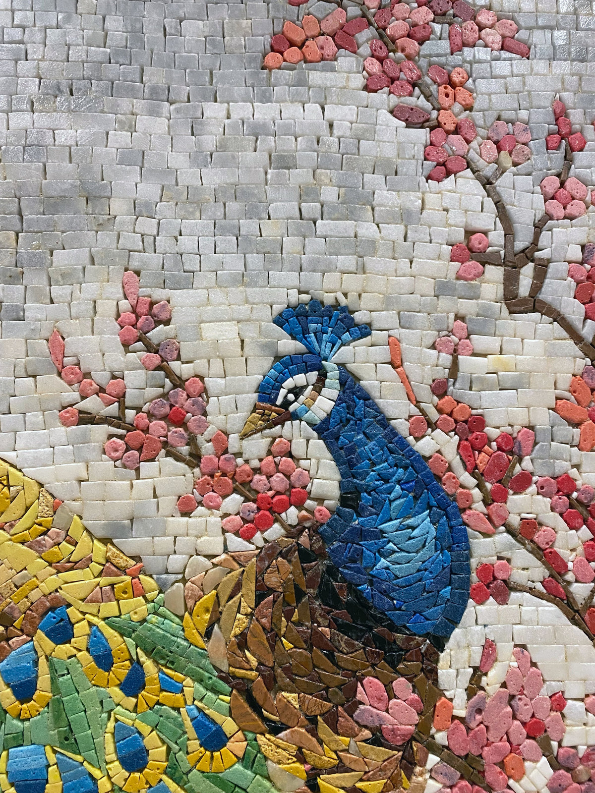 Handmade Peacock Mosaic Tile Art: Indoor/Outdoor Wall Decor (52” x 34")