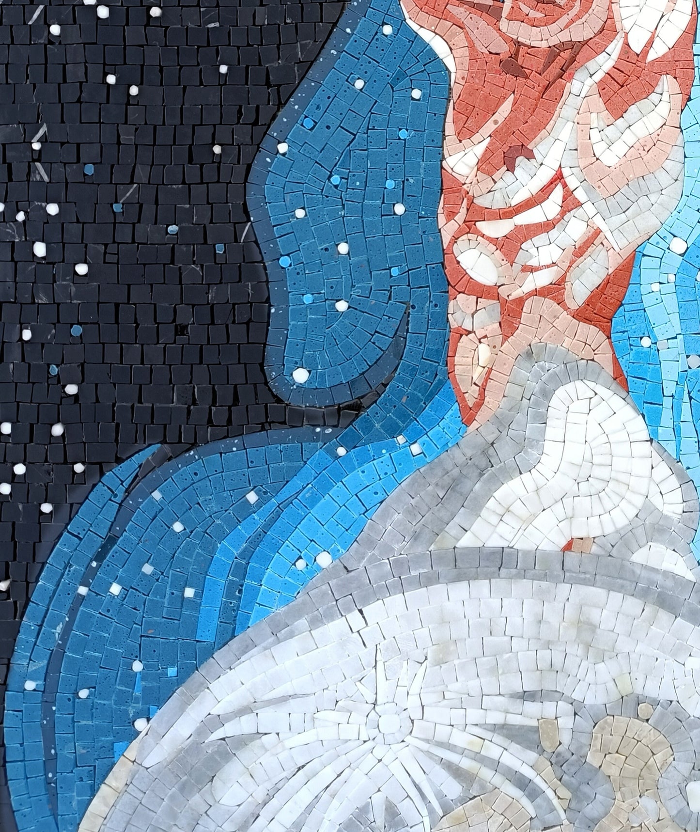 Virgo Zodiac Mosaic Tile Art: Handmade Marble Stone (30" x 25")